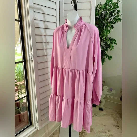 Dresses | Nwot Pink Double Tier Babydoll Full Skirt Long Sleeve Dress Size Xl | Poshmark Dresses | Nwot Pink Double Tier Babydoll Full Skirt Long Sleeve Dress Size Xl | Poshmark